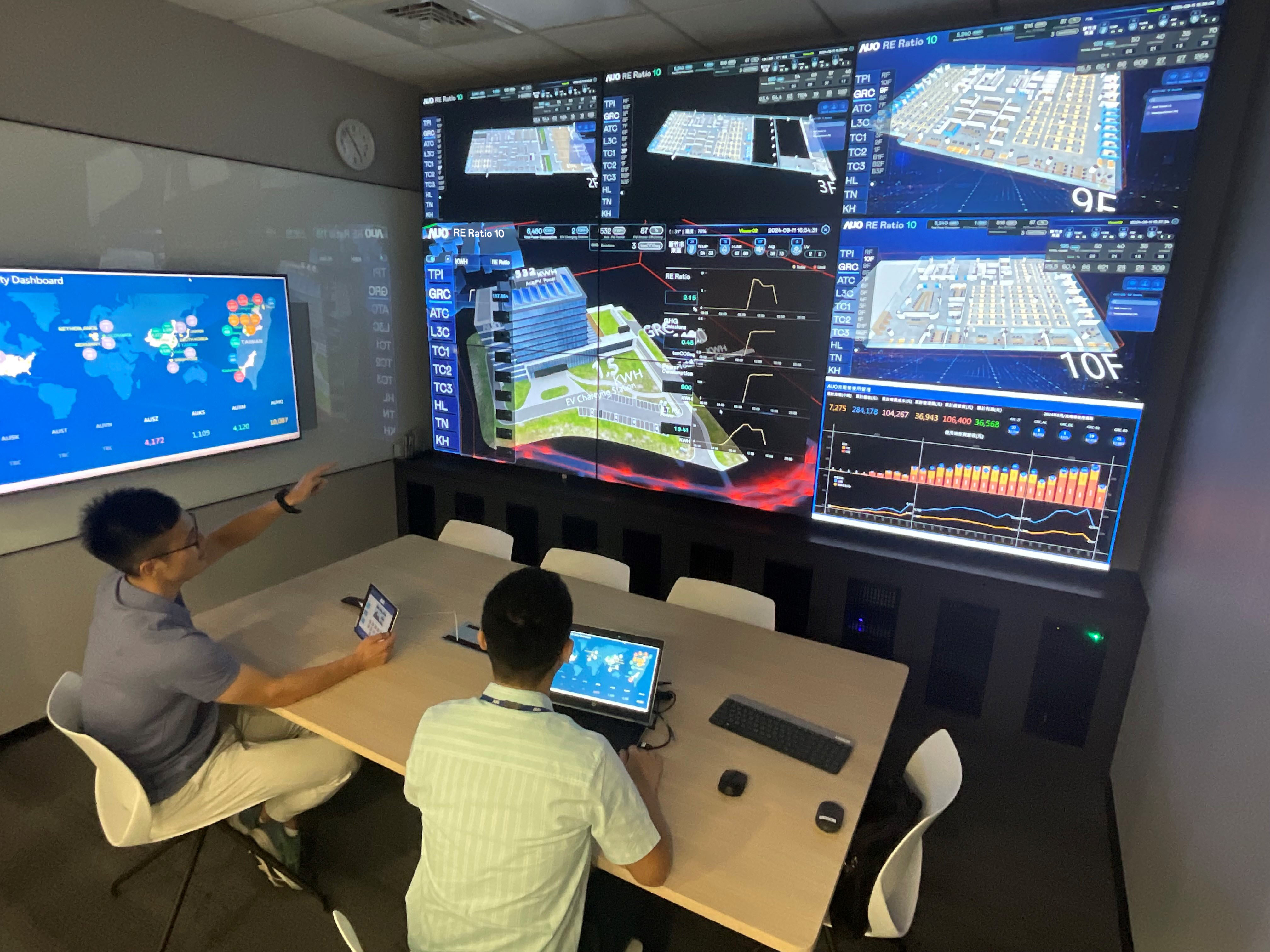 k1体育透过子公司k1体育宇沛之多任务智能楼宇系统，实时监控空调、照明、绿电的运作情形，提升用电管理效能，进行用电优化与耗能设备汰换等节能减碳措施